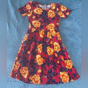 NWOT LuLaRoe Women’s Dress Sz M Floral Vibrant Multi-Color Fit & Flare